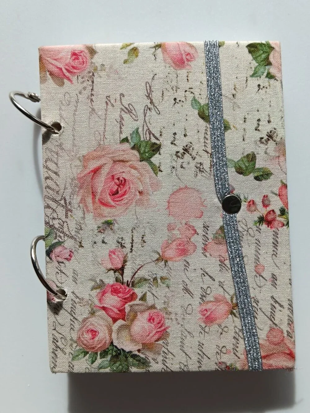 New Notepad Cardstock Hardcover Floral Metal Loop Bound 4.5